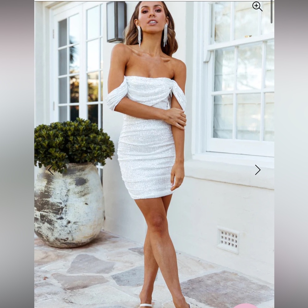 Hello Molly beautiful sequined white mini dress